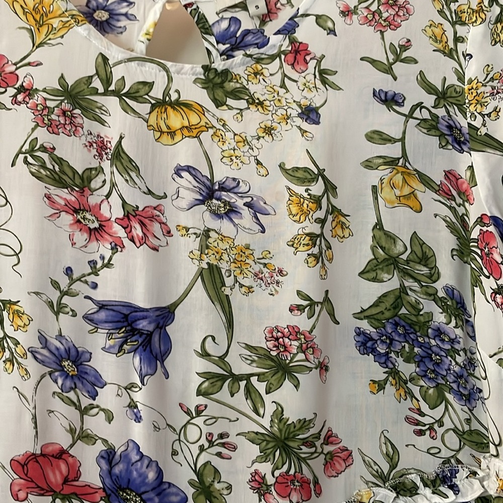 3 for $25! Anne Carson Floral‎ Ruffle Women Top, size Small - Picture 9 of 9
